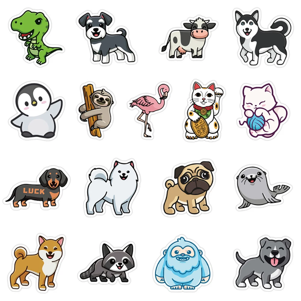 Pegatinas de dibujos animados de animales para ni&ntilde;os, calcoman&iacute;as bonitas de grafiti para port&aacute;til, Snowboard, equipaje, nevera, guitarra, juguete cl&aacute;sico, 10/30/50 Uds.-3