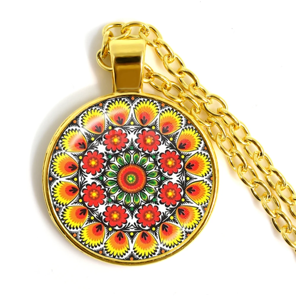 Ожерелье с подвеской в виде польского народного искусства 25 мм стеклянный