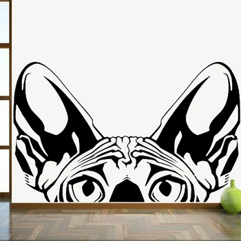 Animals Wall Sticker Sphynx Cat Head Peaking Vinyl Removable Window Wall Decal Home Decor Living Room Bedroom Ceiling Z001