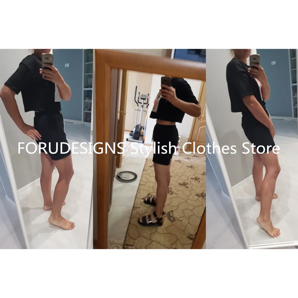 

FOURDEIGNS Suit Women Cute 3D Cat Printing Female Short Sleeve Tops And Short Pants 2Sets Ladies T-shirts Women Clothing 2021