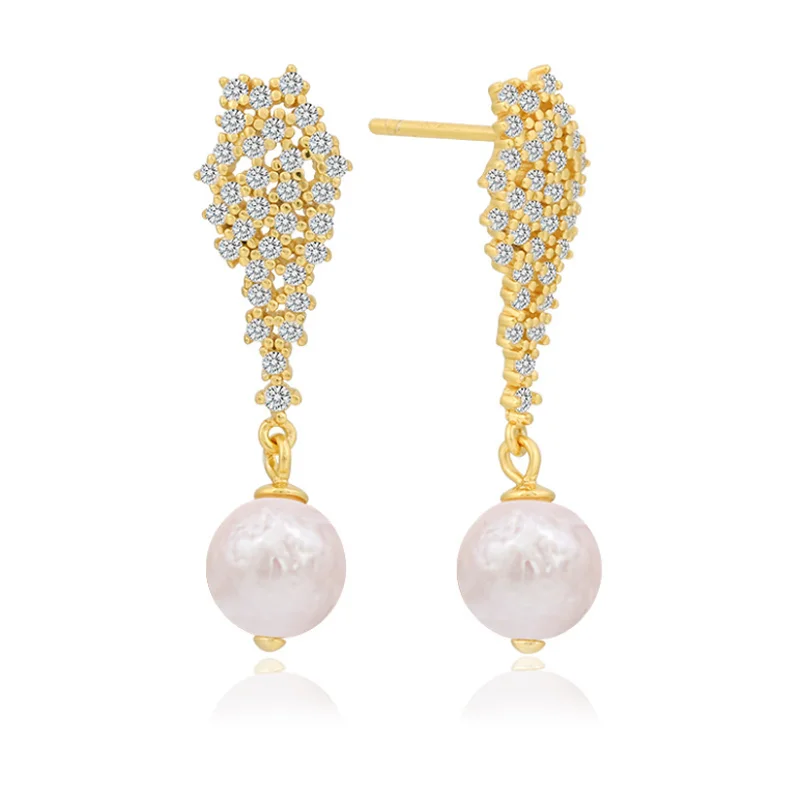 

MeiBaPJ Natural Freshwater Pearl Luxurious Golden Drop Earrings Real 925 Sterling Silver Fine Charm Wedding Jewelry for Women