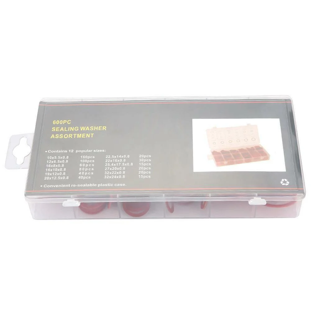 

600Pcs M10-M32 Assorted Size Red Steel Paper Flat Washer Insulation Gasket Kit Meson Gasket Spacer Insulating Spacers