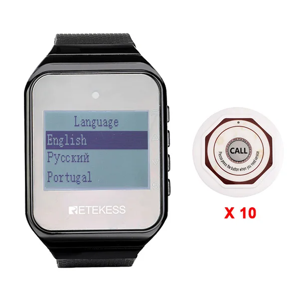 Version 4 WHITE Retekess TD108 многоязычные часы приемник+ 10 шт. кнопка вызова для ресторана пейджер Беспроводная система вызова обслуживание клиентов - Цвет: Version 4 WHITE