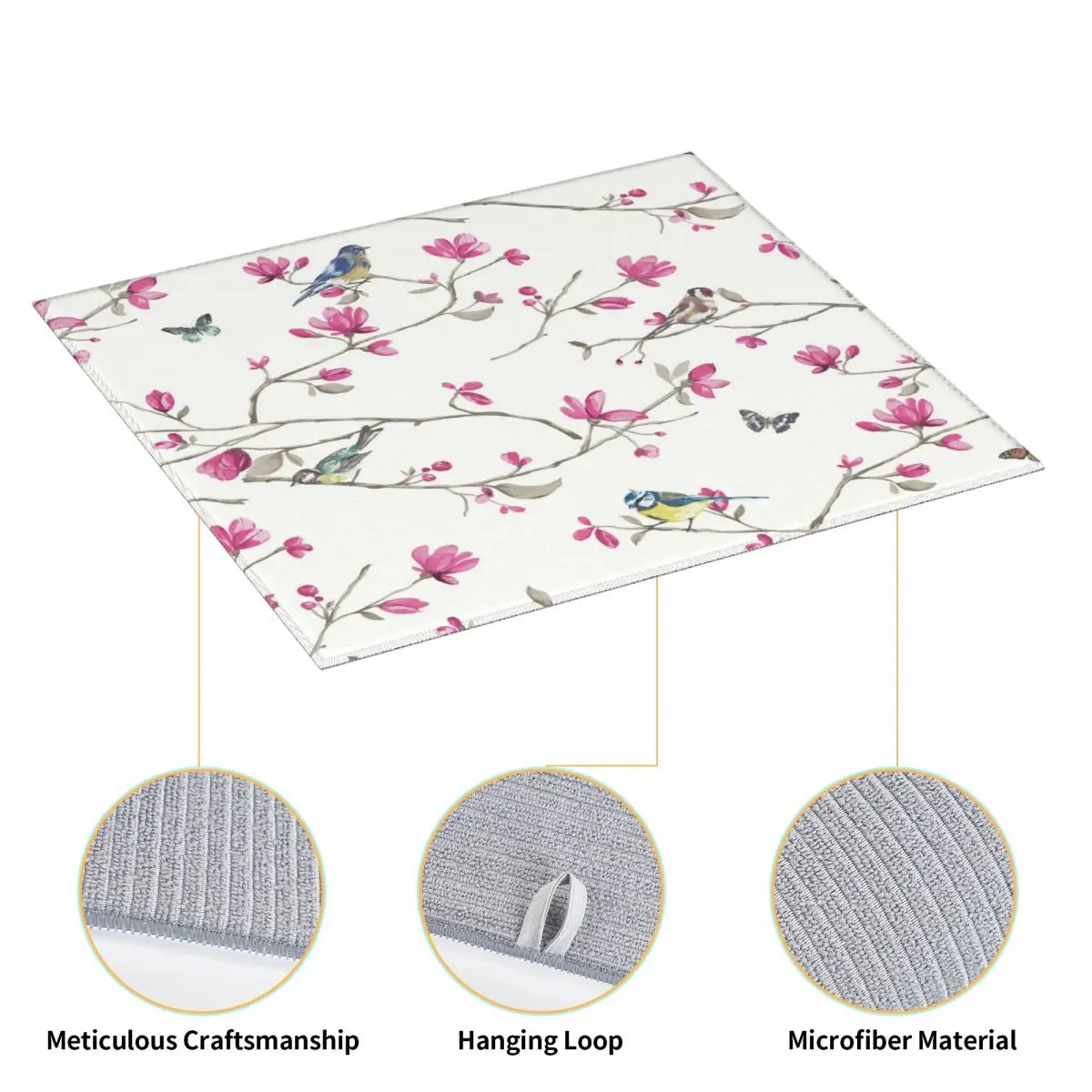 Кухонный коврик для сушки посуды впитывающий абсорбирующий с рисунком розовых