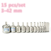 15 pcsset coated diamond drill bit set ceramic core hole saw drilling bits for tile marble glass opening power tools 3 42 mm