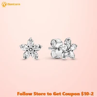 hot sale 100 new 925 sterling silver sparkling snowflake stud earrings women earrings original trendy jewelry making gift