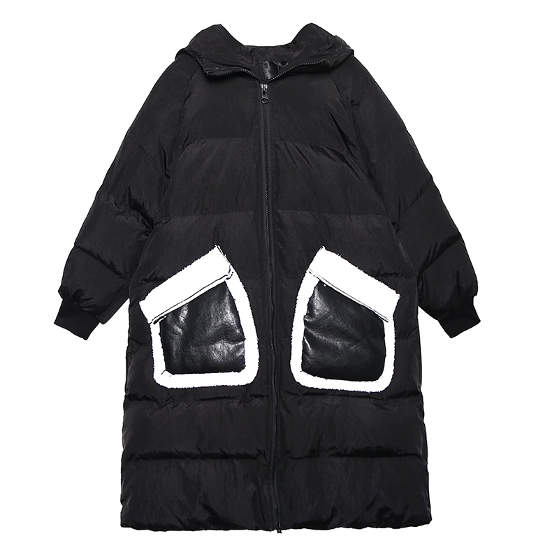 Уличное стильное плотное теплое пушистое хлопковое пальто зимнее длинное