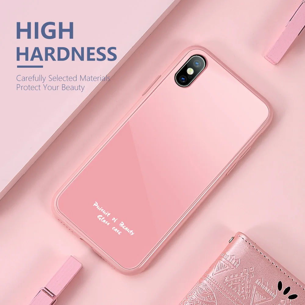 KISSCASE Гладкий стеклянный чехол для телефона Macaron iPhone 11 Pro Max XR XS X с мягкими краями 7 8