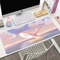 novel landscape whale game mouse pad large size sunset pattern desktop keyboard lock border washable rubber pad table