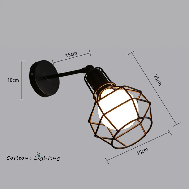 

Retro Simple Design Wall Lamp Vintage Industrial Iron Art Bedside Lamp Living Room Wall Sconce LED E27 Indoor Wall Light Fixture