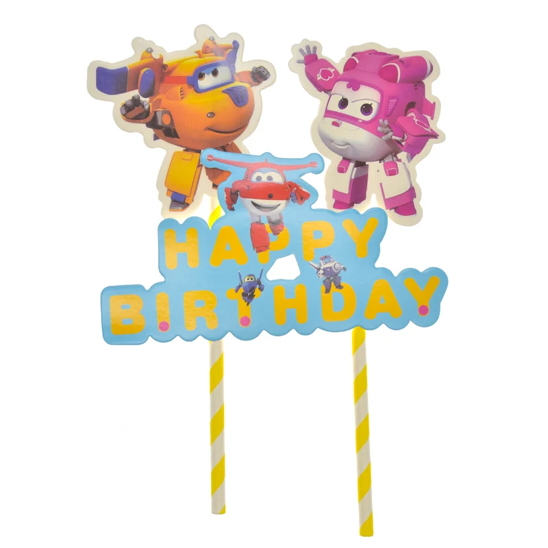 Cake flag 1pc Супер Крылья бумажные тарелки и стаканы вечерние принадлежности одноразовая посуда для душа ребенка день рождения для детей свадебные украшения - Цвет: Cake flag 1pc