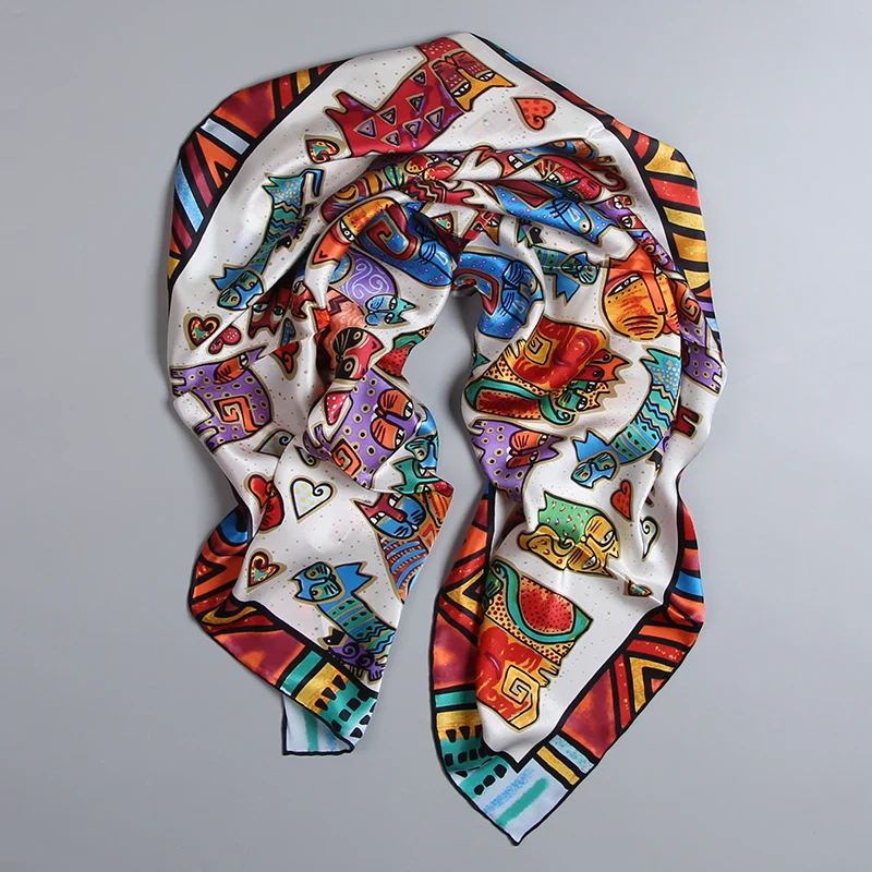 

Women's 100% Pure Silk 12mm Satin Square Big Scarf Shawl Wrap Kerchief 88cm 34.5" TT028