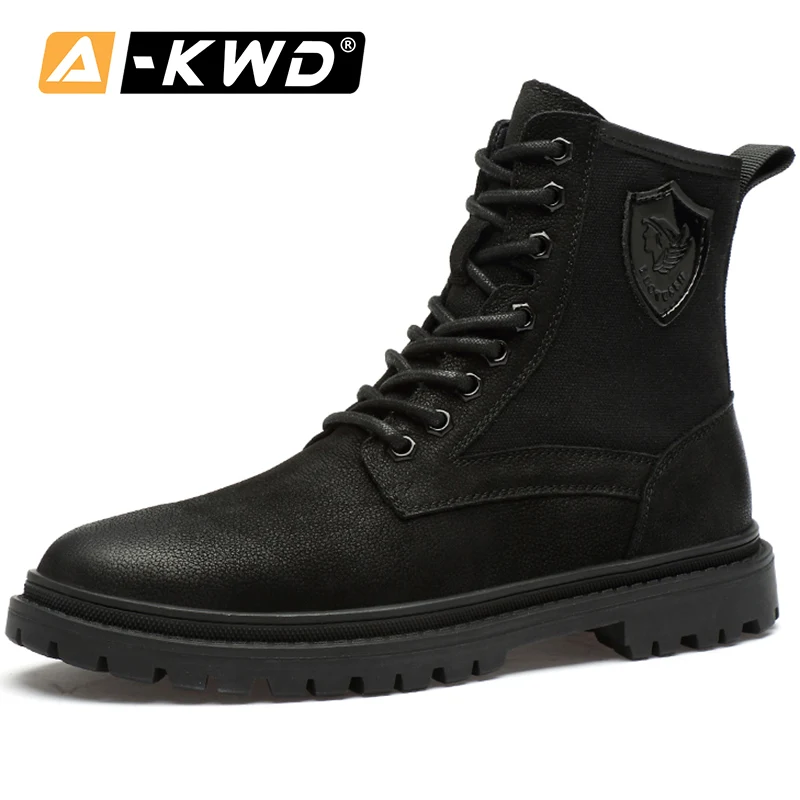 Мужские ботинки из натуральной кожи зимние теплые модные мужские Montante Homme новые