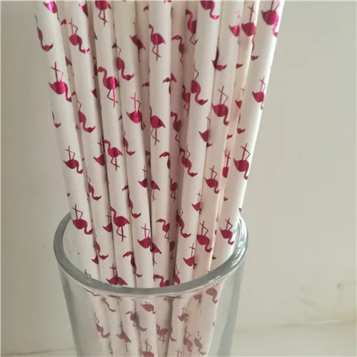 Flamingos red 25 шт. золотистого и серебряного цвета, в форме сердца, звезды, фольги, в полоску, бумажные соломинки для детей, дня рождения, свадьбы, вечеринки, для детского душа, для украшения мероприятий, для питья - Цвет: Flamingos red