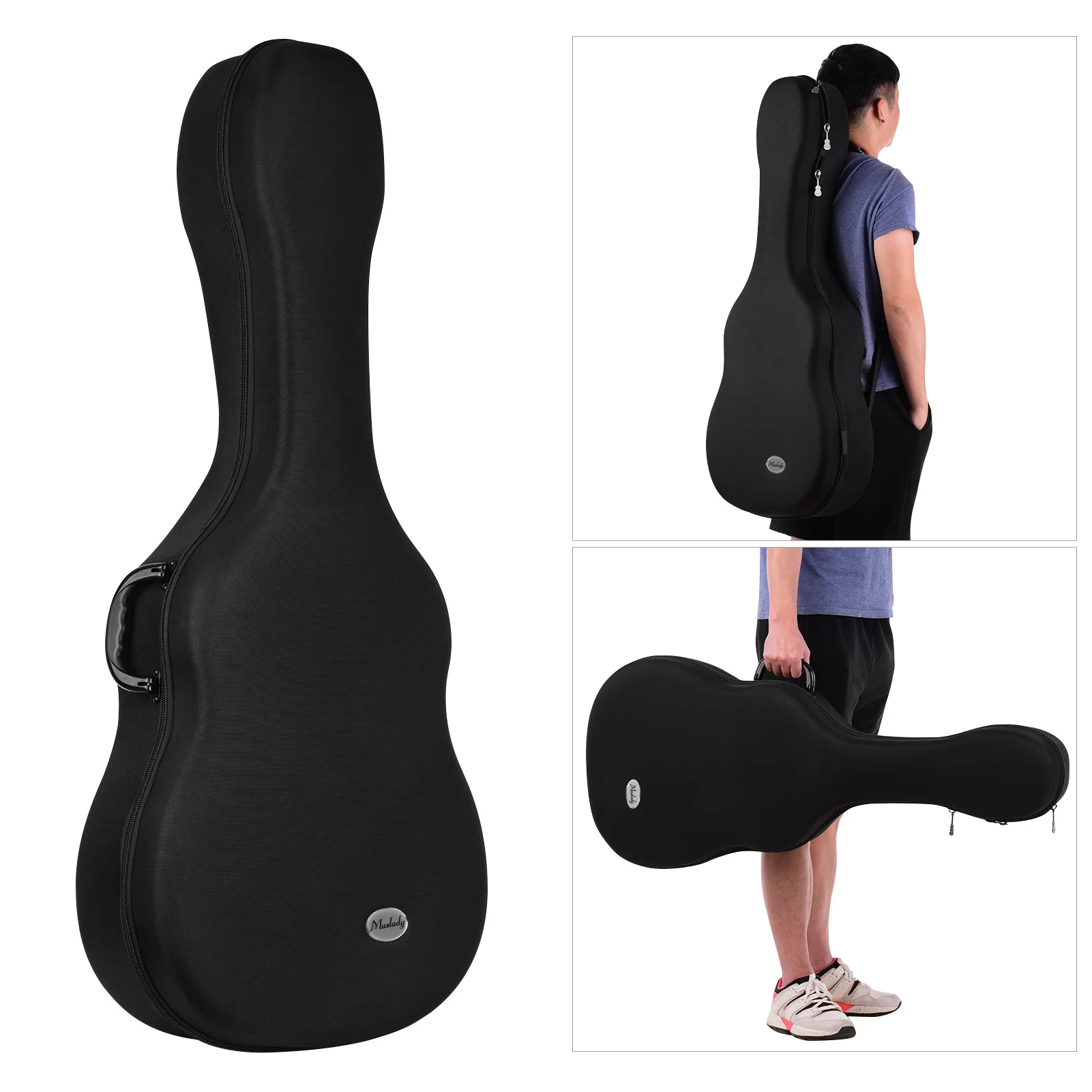 

Muslady 41 дюймовый чехол для акустической гитары, легкий жесткий чехол для переноски из ткани, внешняя плюшевая подкладка с плечевыми ремнями