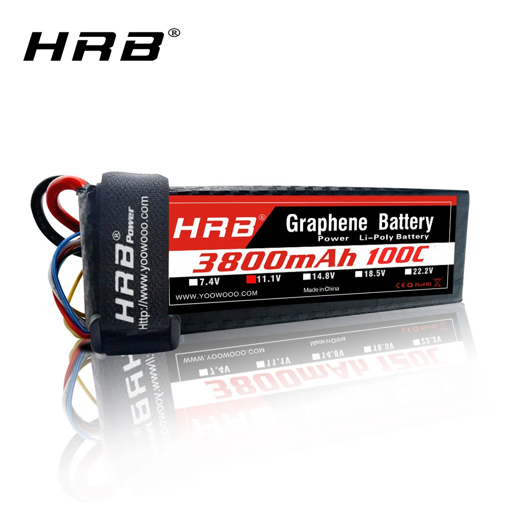 HRB RC lipo battery 2S 3S 3800 6S 14 8 мА/ч 120C Графен 7 4 В 11 1 22 2 в 18 5 1/12 Lipo для 1/8 1/10 Cars trx|Детали и