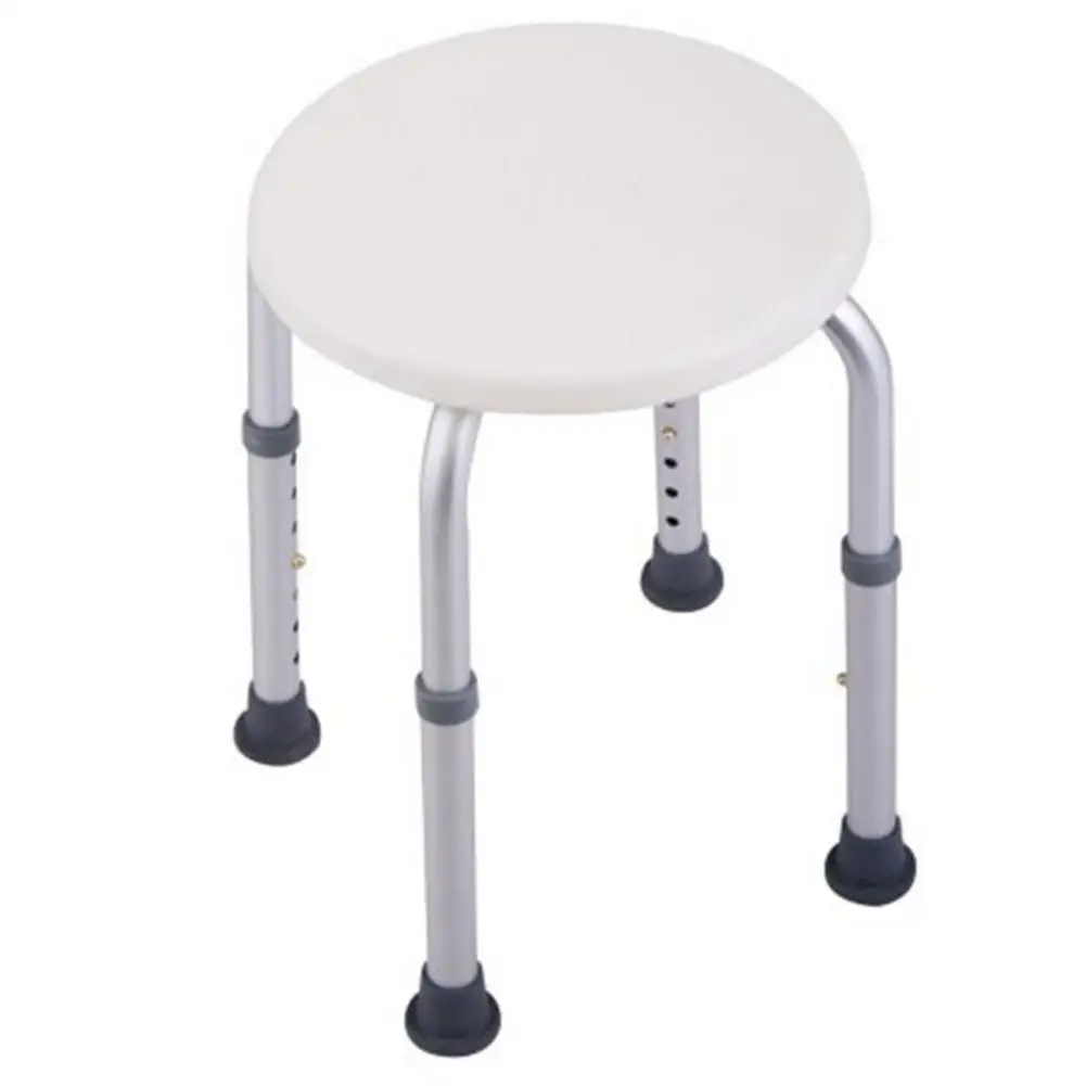 

Elderly Bath Stool 7 Levels Adjustable Height Aluminum Alloy Elderly Round Shower Stool Anti-slip Thickened Rubber Foot Mat