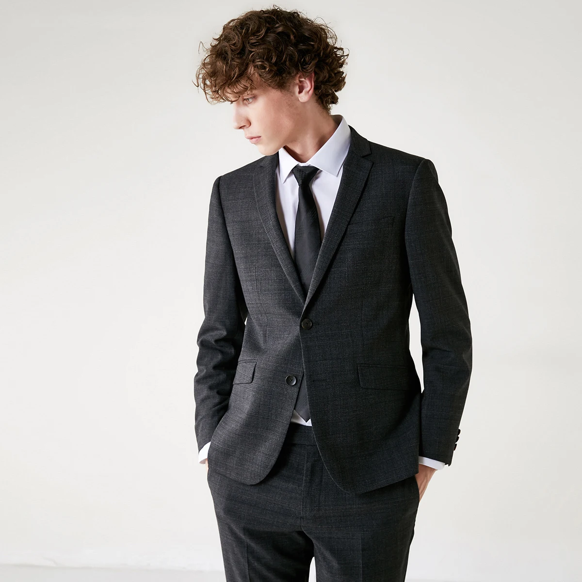 Выбранные мужские Slim Fit в клетку шерсть Бизнес костюм с блейзером пальто |