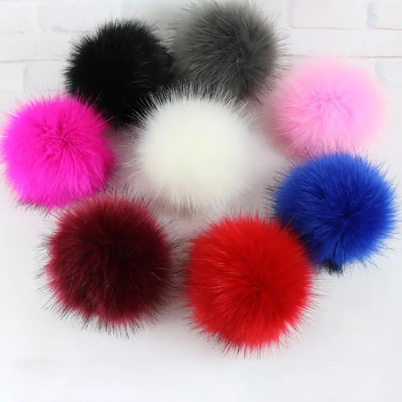 12 см цветной помпон из искусственного меха для женщин шапка s большой вязаной