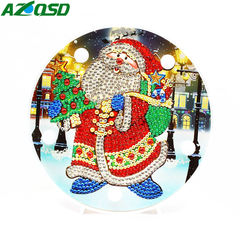 

AZQSD 5D DIY алмазная живопись персонаж Санта Клаус полный набор Алмазная вышивка Стразы Рождественский подарок светильник 2019