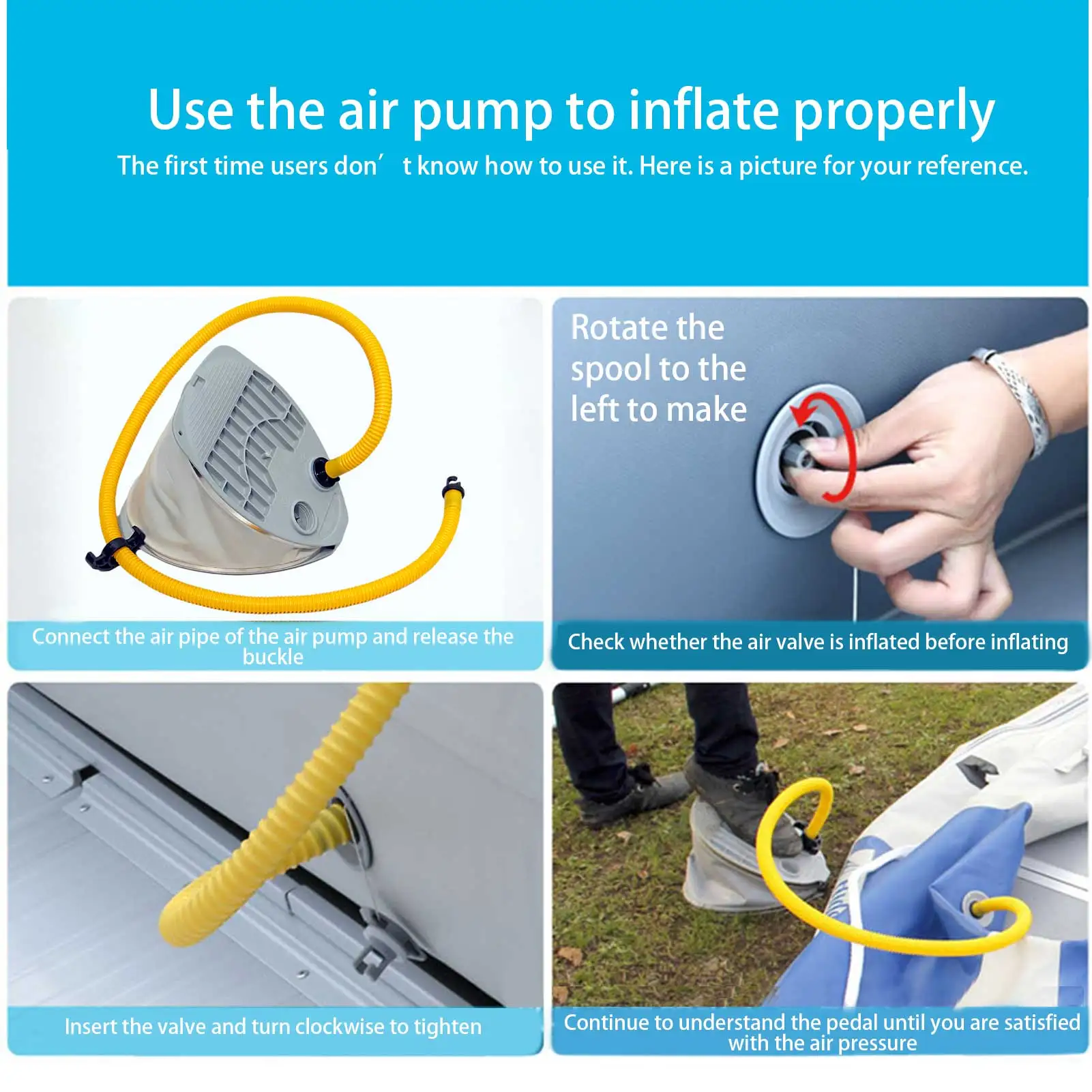 

5L Foot Pump Boat Air Pump Dual-purpose Portable Foot Inflator Rubber Dinghy Inflatable Boat Foot Pump Inflatable Suction Pump