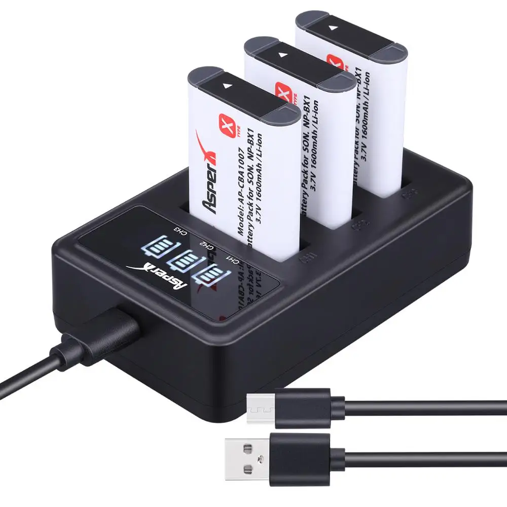 Зарядное устройство с 3 слотами USB и ЖК-дисплеем 1600 мАч для Sony DSC RX1 RX100 M3 M2 RX1R WX300 HX300