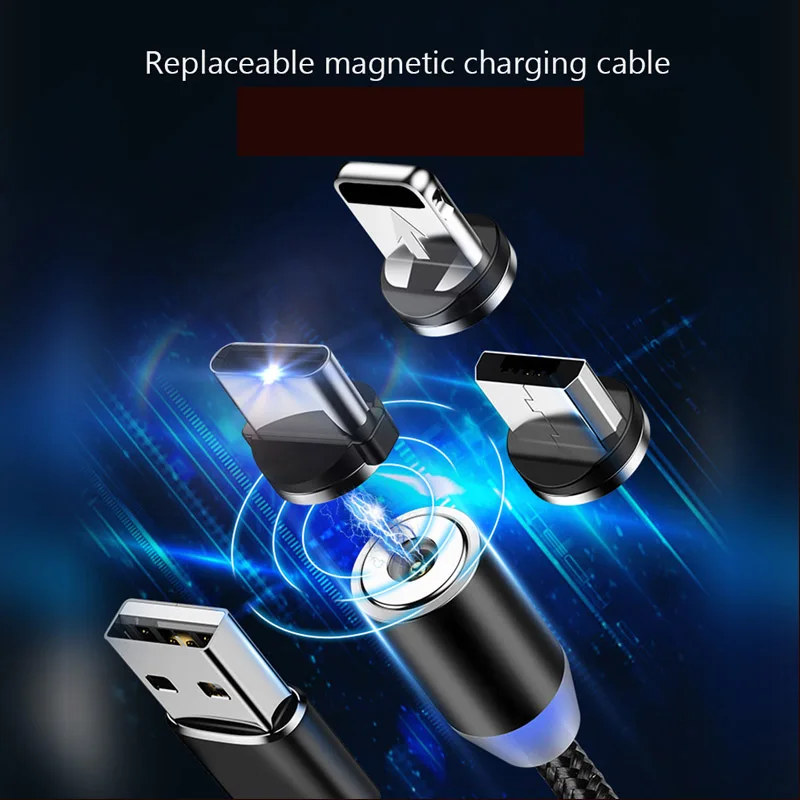 1 м светодиодный магнитный usb кабель для зарядки iPhone XS X XR 8 7 USB C шнур зарядного
