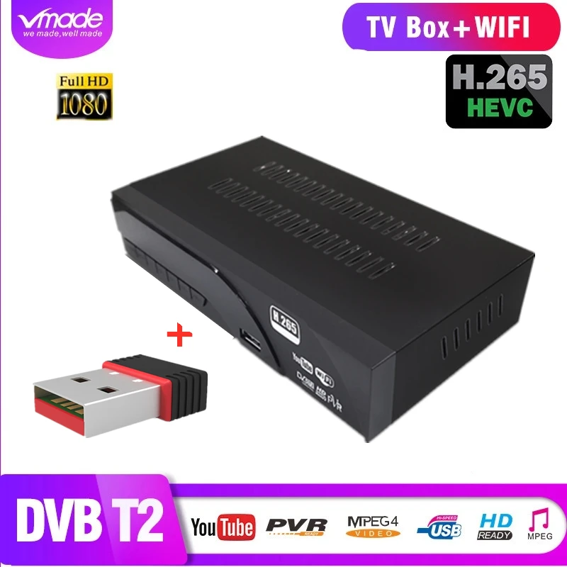 Vmade DVB T2 H.265 с WI FI в наземных ТВ ресивер SCART поддержка Youtube Декодер каналов