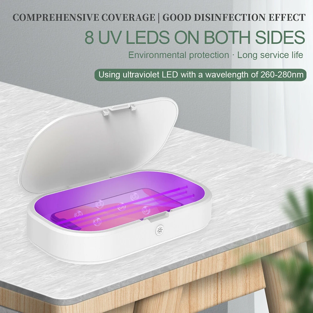 

As Cell Phone 10W Wireless Charger UV Sterilization Storage Box Daily Disinfection Boxes For Cell phone Smart Watch