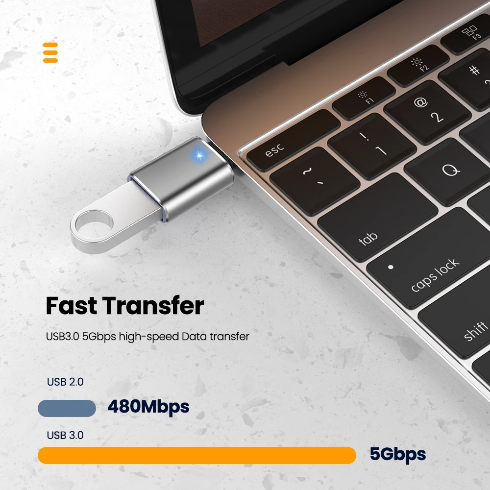 Фото Адаптер Elough USB 3,0 Type-C OTG, переходник с USB C «папа» на USB «мама» для Macbook, Xiaomi, Samsung S20, разъем USBC OTG №4