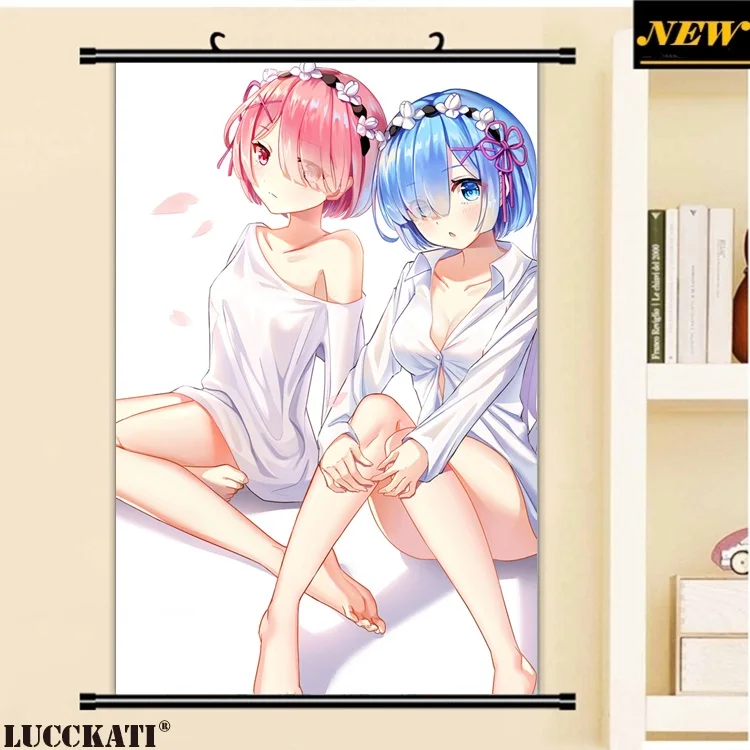 40X60 см Re Zero Re: Zero Kara Hajimeru Isekai Seikatsu Rezero Rem Сексуальная лоли, нарисованная аниме прокрутка, холст, постер