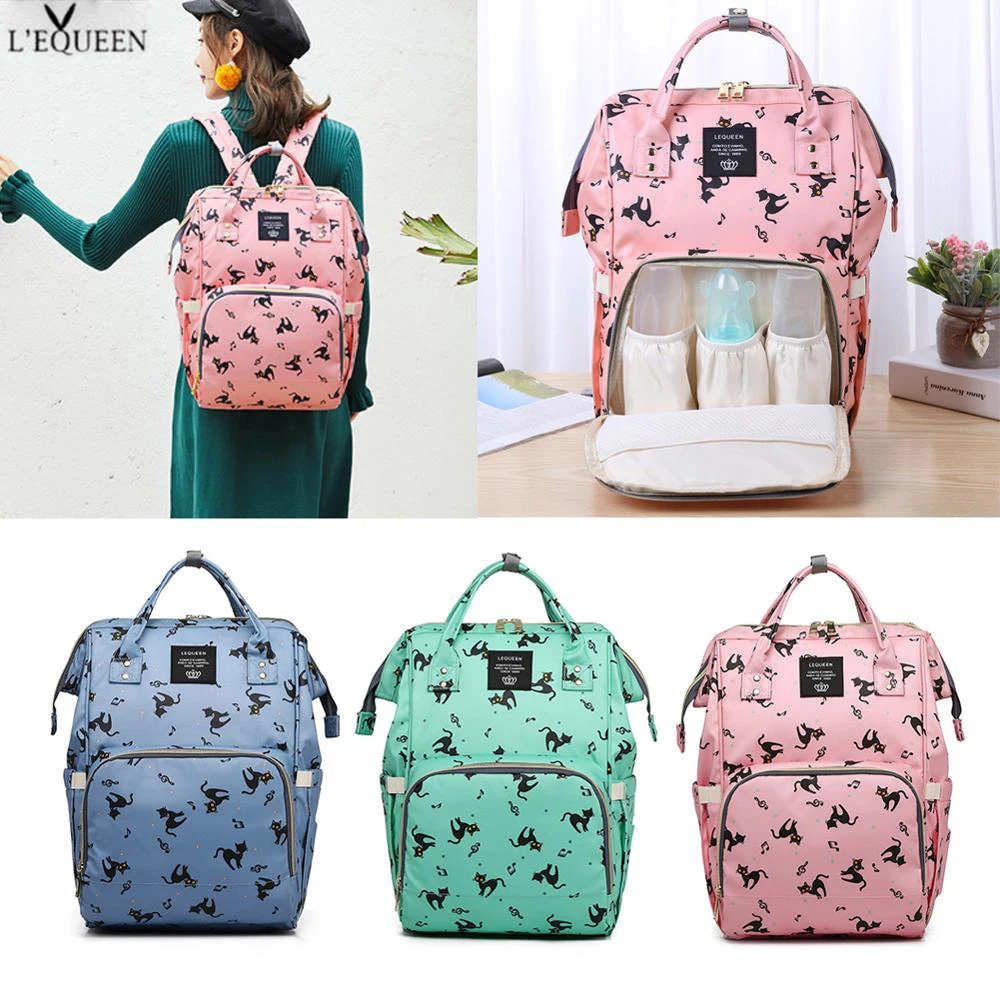 

LEQUEEN Cartoon Print Travel Mommy Diaper Bags Large Capacity Backpack Nursing Maternity Nappy Organizer Designer Nursing Bag