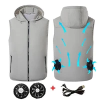 men summer air conditioning clothing fan cooling vest usb charging cooling sport man vest outdoor cooling summer hood vest