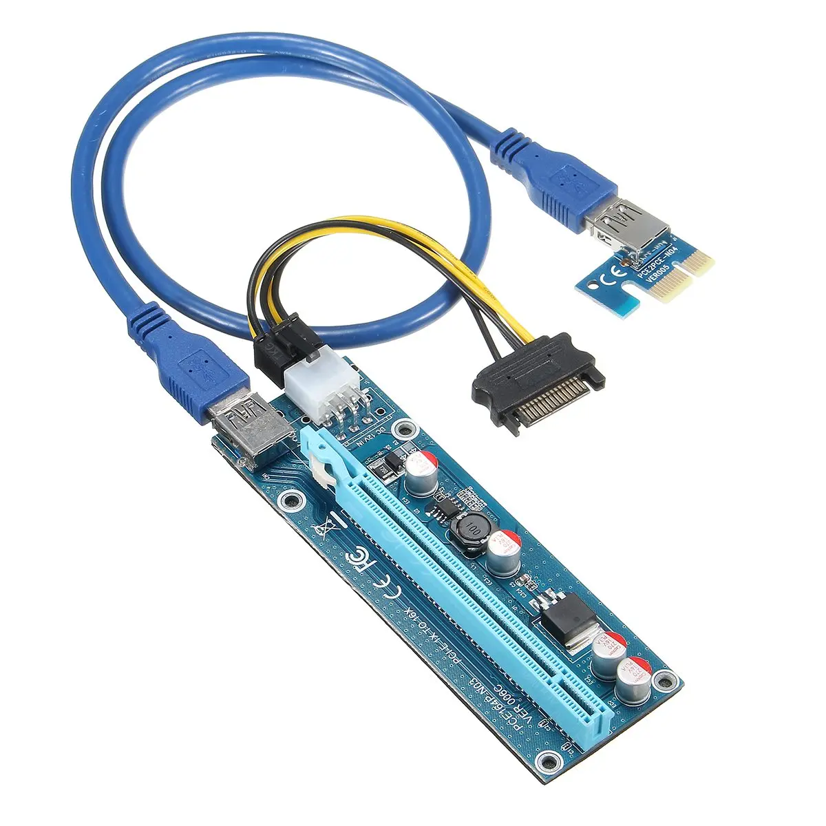 Оптовая продажа 3 шт. USB 3.0 PCI-E Райзер Экспресс 1X 4x 8x 16x адаптер карта SATA 15pin штекер к