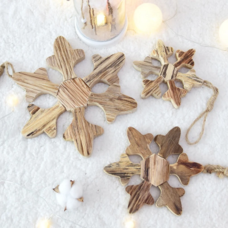 Деревянная снежинка окно висит Счастливого Рождества зима снег украшения для