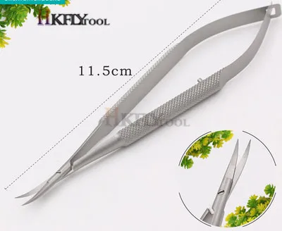 scissorsbend head1pc 4 шт./компл. офтальмологические микрохирургические инструменты 12,5 см ножницы+ держатели игл+ нержавеющая сталь tweezers хирургический инструмент - Цвет: scissorsbend head1pc