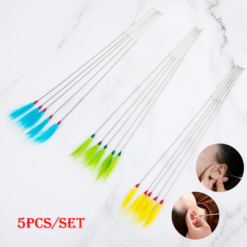 

5Pcs Feather Earpick Wax Remover Curette Adult Ear Dig Tools Spoon Cleaner Stick Health Care