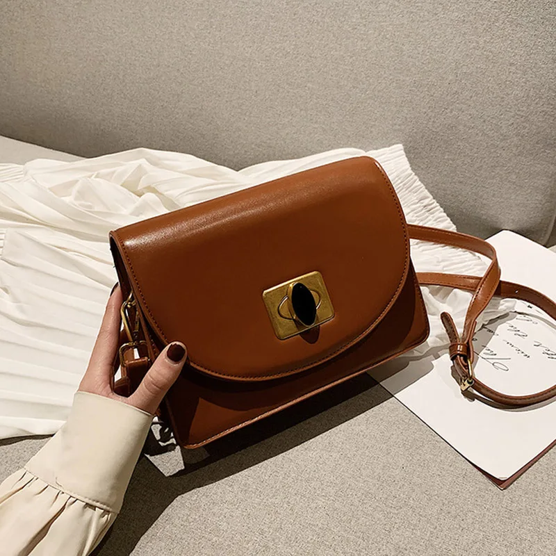 

Retro Fashion Female Square Crossbody Bag 2020 New High Quality PU Leather Women's Designer Handbag Lock Shoulder Messenger Bag