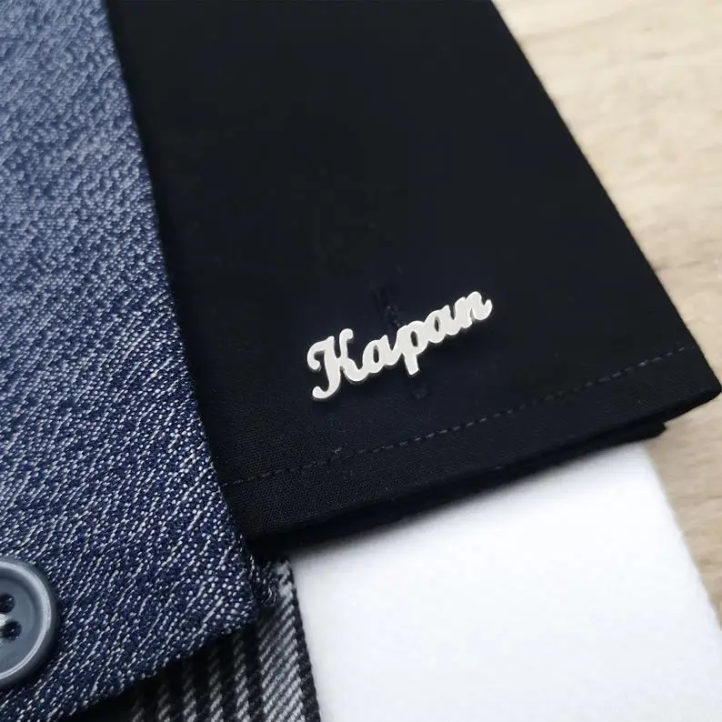 

Персонализированная запонка с именем на заказ, женские и мужские аксессуары, запонка с именной табличкой, ювелирные изделия из нержавеющей ...