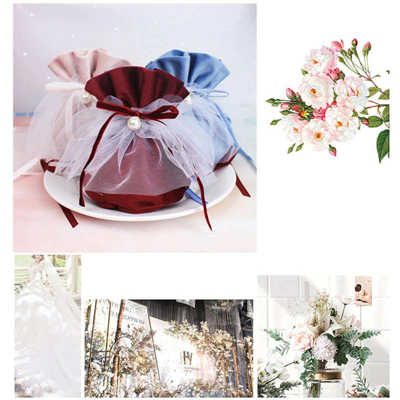 Креативные бархатные подарочные пакеты для конфет с жемчугом 6 шт. шоколадная