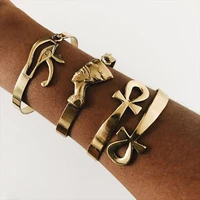 egyptian evil eye bracelet bangles for women men vintage gold stainless steel nefertiti queen cross bracelet gothic jewelry gift