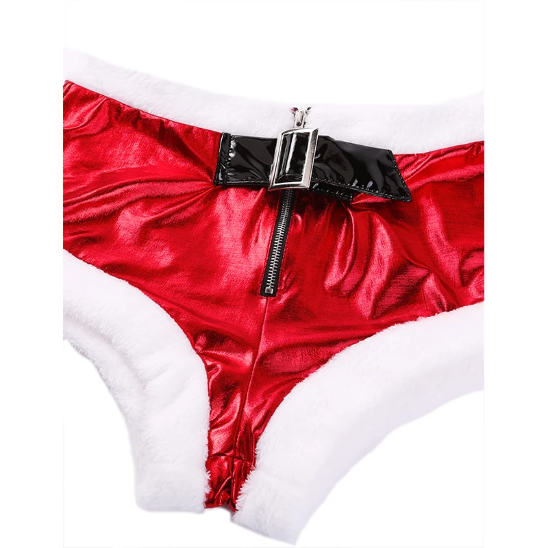 Взрослый женский сексуальный Рождественский костюм красный наряд белый