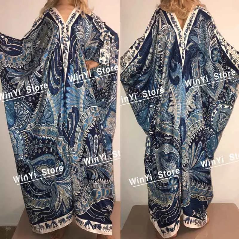 

Dashiki Dress Print Autumn Party Elegant Dress Elegantes Muslim Abaya Bazin Robe Gown Broder Riche Sexy Lady Party maxi beach