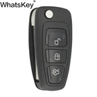 WhatsKey 3 кнопки дистанционного флип дистанционный складной ключ чехол для Ford Focus 3 Fiesta 2013 Mondeo брелок авто чехол с HU101 лезвие