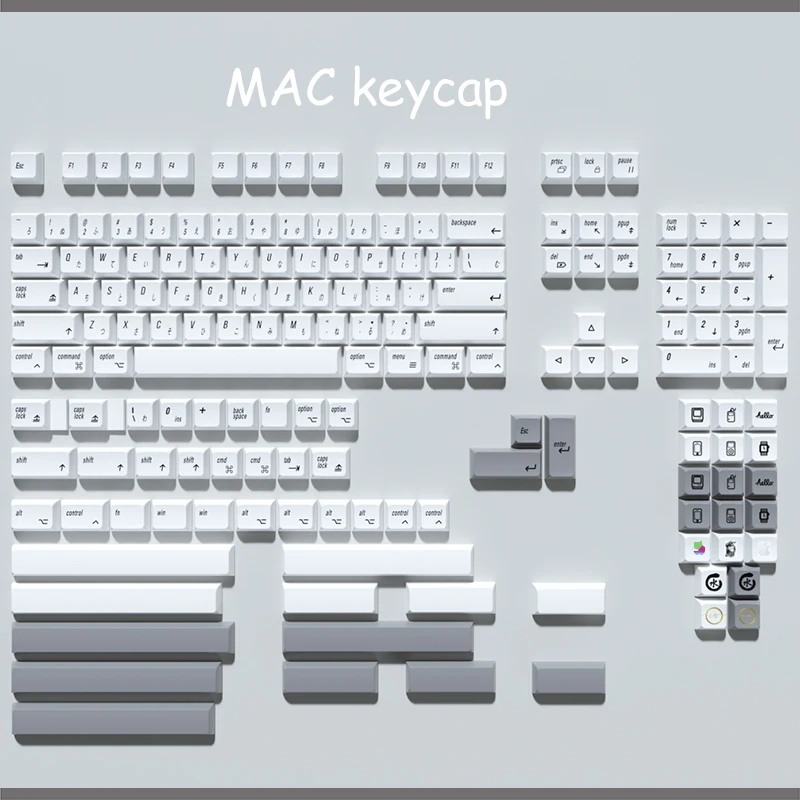 XDA Profile MAC Keycaps Minimalist White Japanese Keycaps Mechanical Keyboard Keycap PBT Dye Sublimation