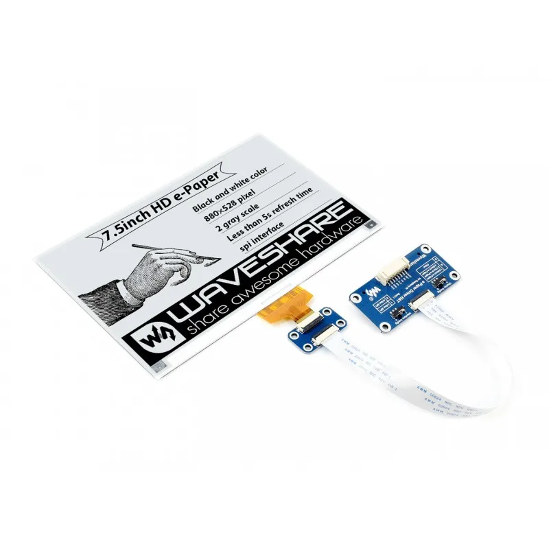 Raspberry Pi 7 5 дюймов HD E-бумага E-Ink Display 880 × 528 пикселей черный белый двухцветный