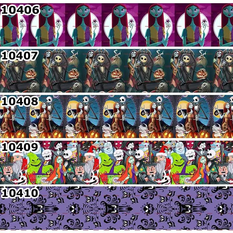 Новинка, 50 ярдов, мультяшный Кошмар перед Рождеством, персонажи с напечатанным гросграном, атласная лента