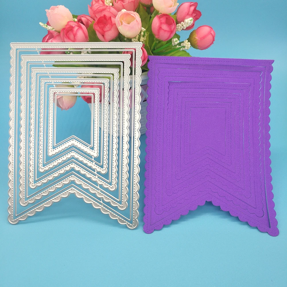 

New 5-layer flag-shaped photo frame metal cutting dies DIY scrapbook, card making, embossing crafts, photo album decoration