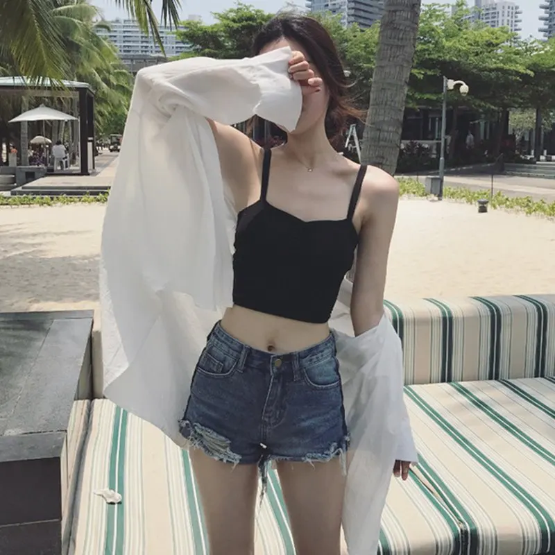 

Summer Sunscreen Beachwear Women Casual Long Sleeve Solid Color Loose White Blouse
