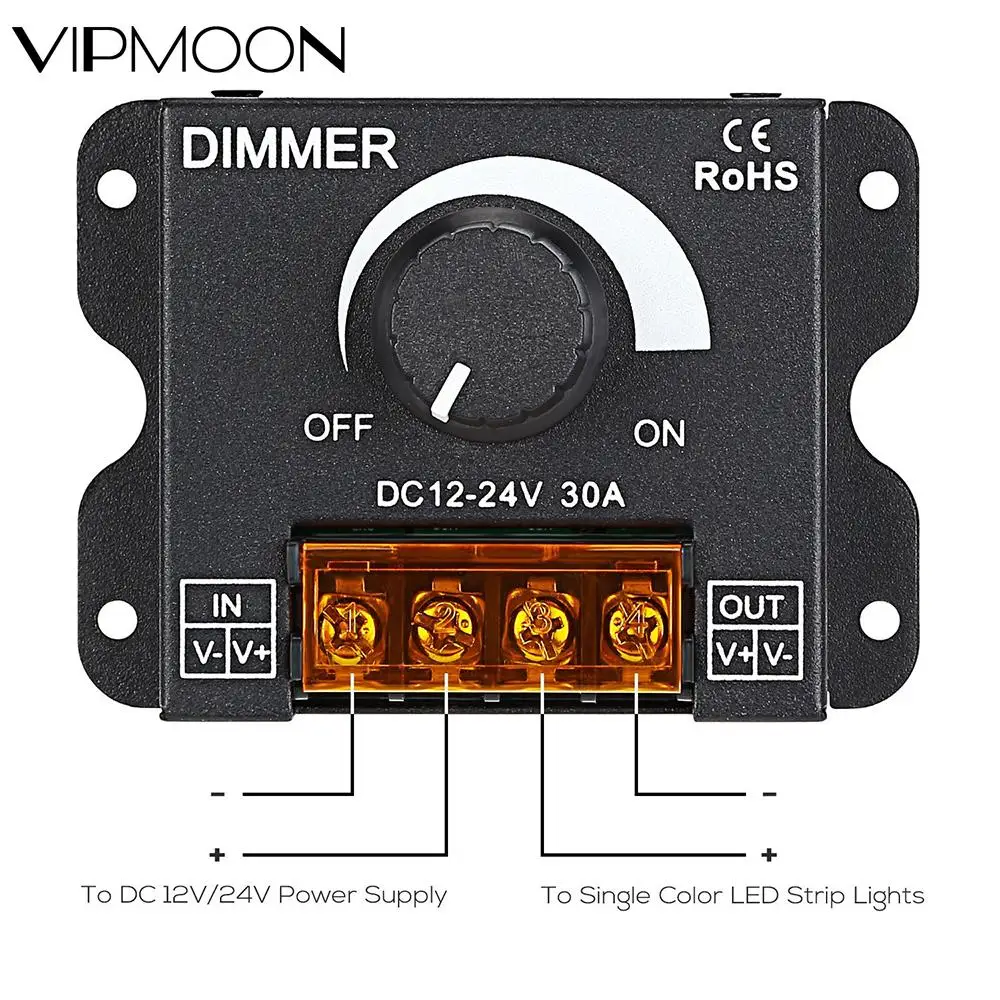 DC12V 24V 30A диммер контроллер с одиночным Цвет светодиодный переключатель Яркость